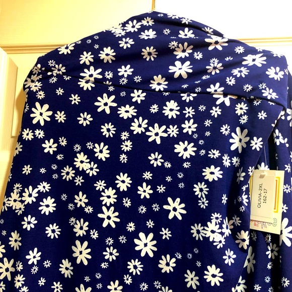 LuLaRoe Olivia Skirt Blue White Floral 2XL NWT - Host Pick - Picture 4 of 9